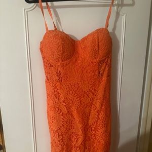 Coral Orange  lace dress